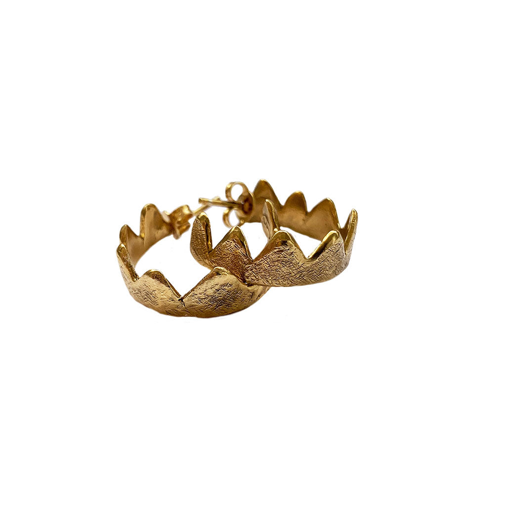 Large Crown Hoops 18ct Gold Plated