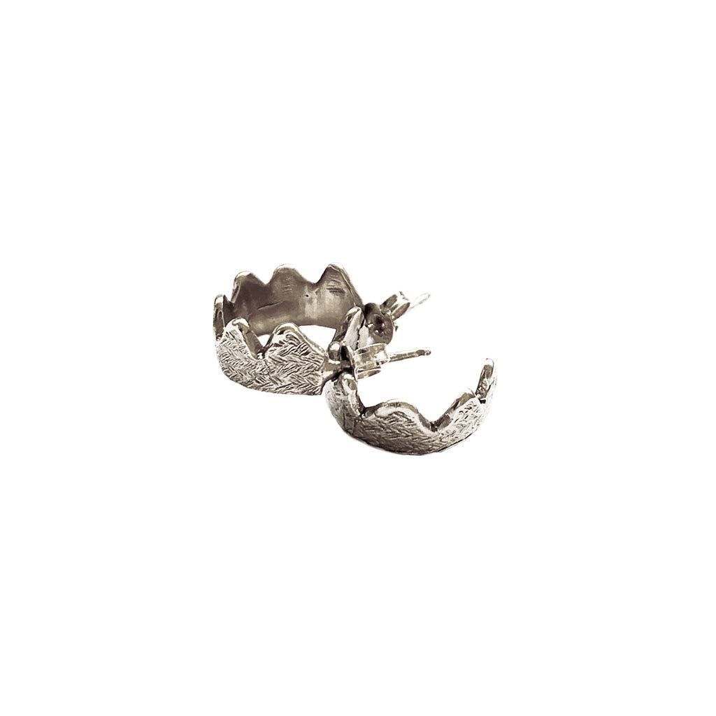 Small Crown Hoops Sterling Silver